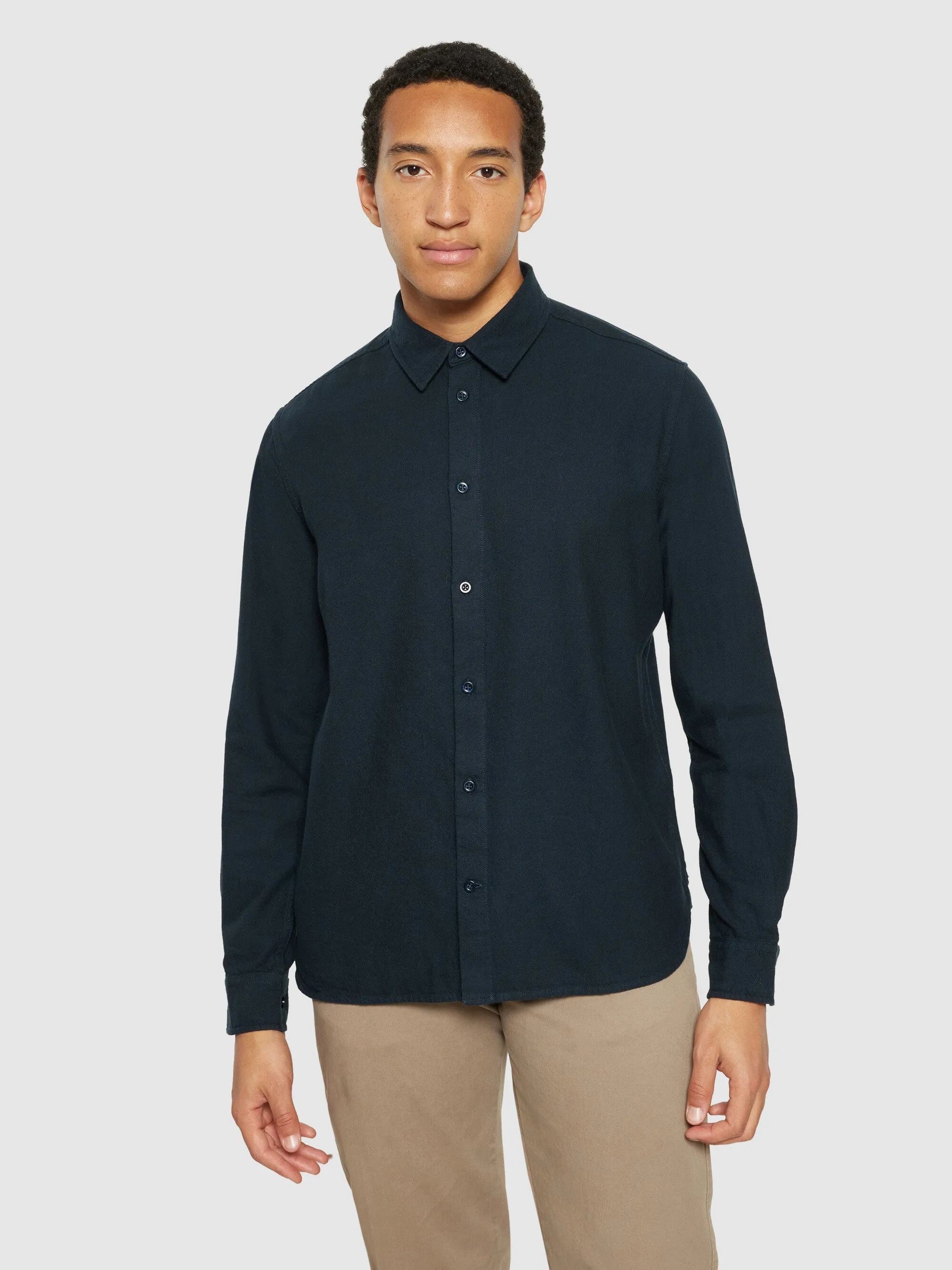 Organic Cotton Flannel Shirt GOTS - Total Eclipse Knowledge Cotton