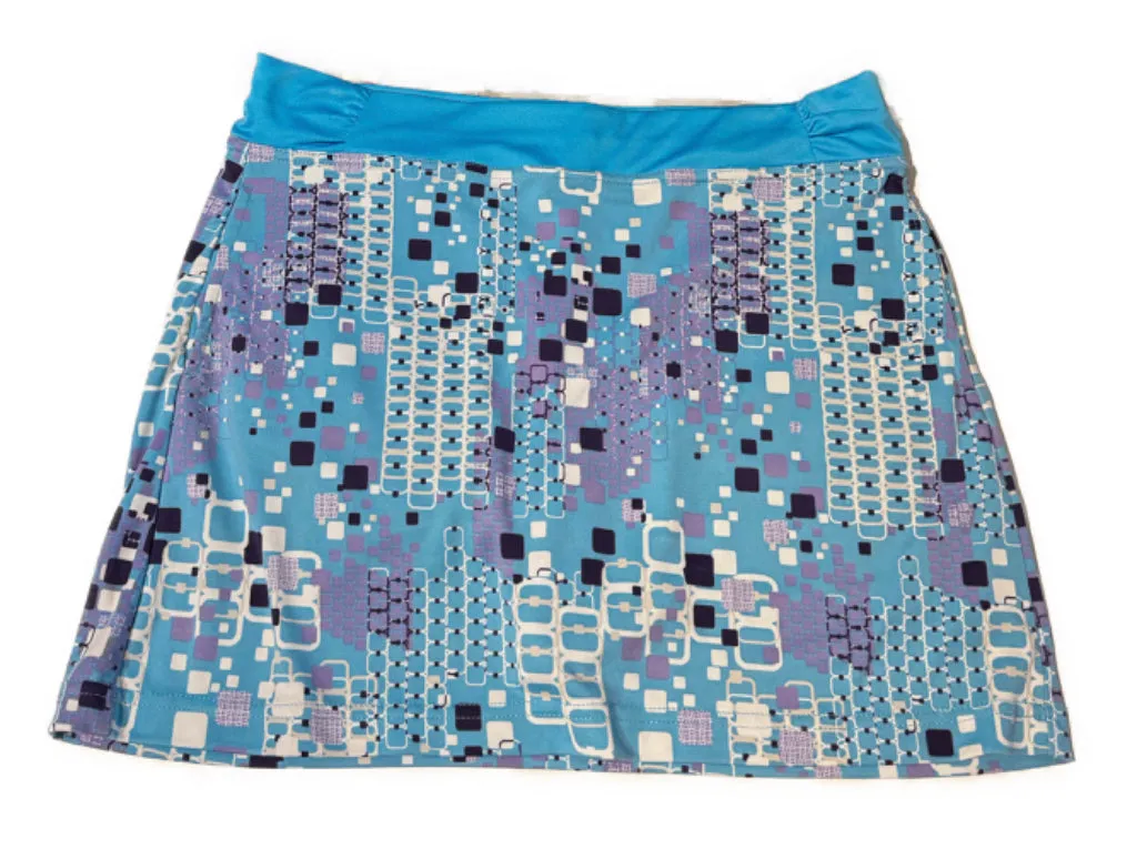 PGA Tour Blue & Purple Square Geometric Women's Pull-on Golf Skort Size M
