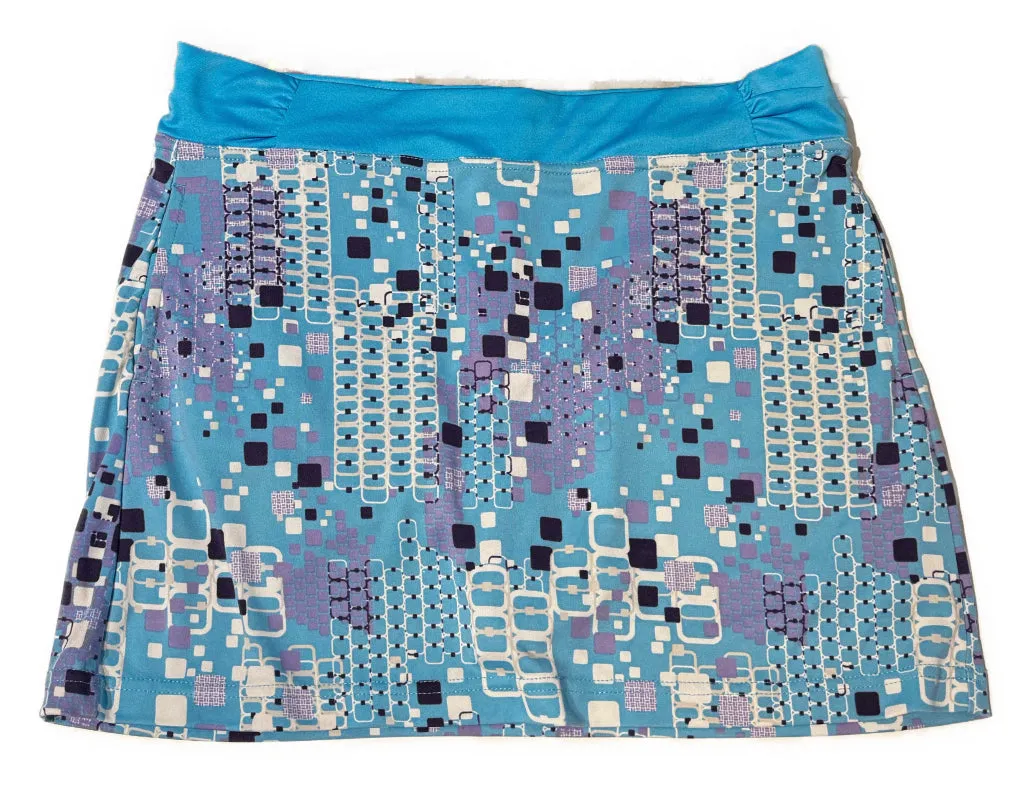 PGA Tour Blue & Purple Square Geometric Women's Pull-on Golf Skort Size M