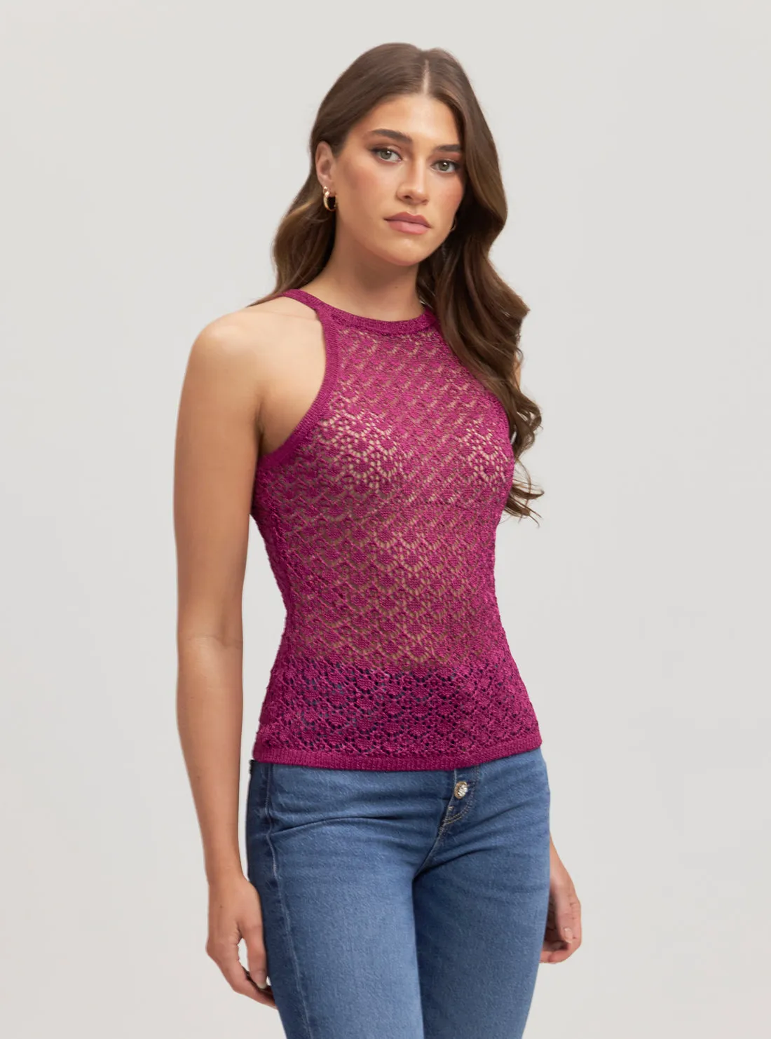 Pink Amber Lurex Tank Top Guess