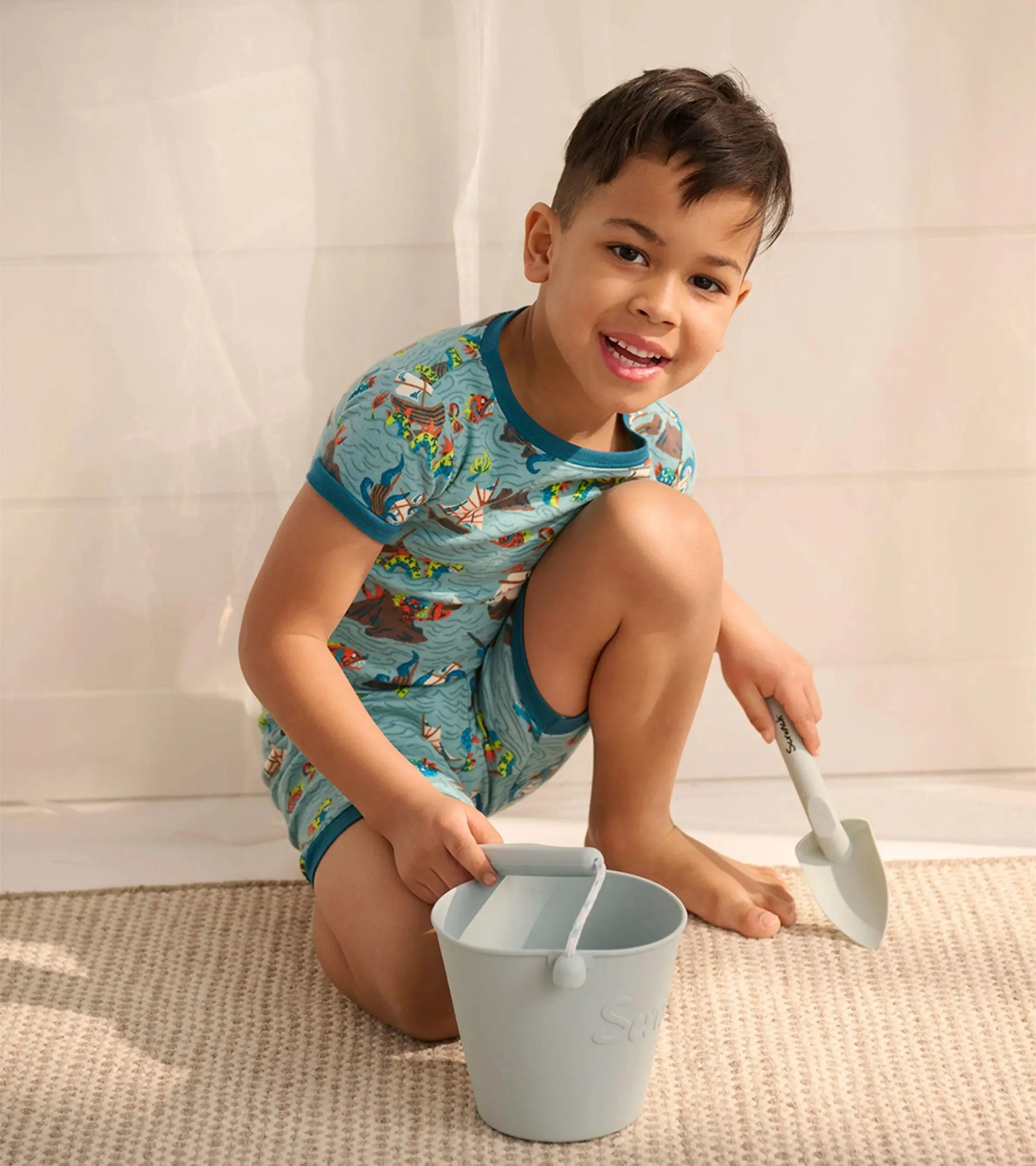 Pirate Ships Organic Cotton Short Boys Pajama Set | Hatley