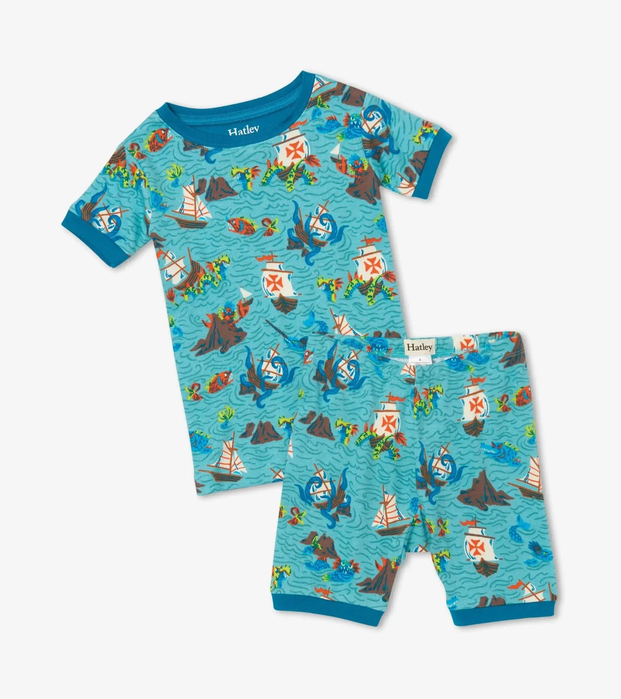 Pirate Ships Organic Cotton Short Boys Pajama Set | Hatley