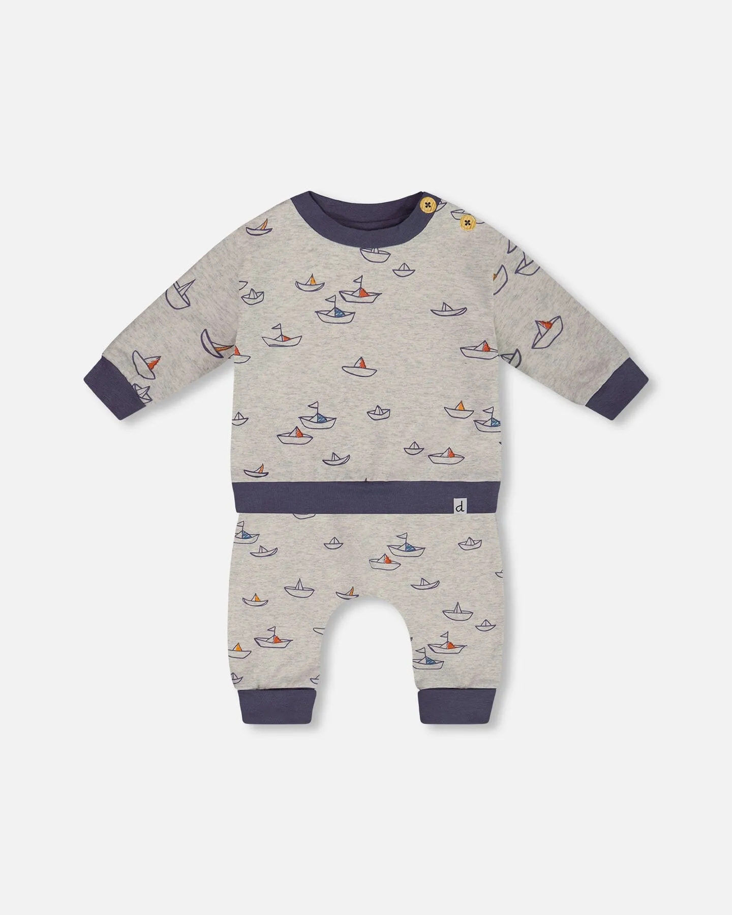 Printed Organic Cotton Top And Pant Set Little Paper Boats