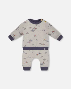 Printed Organic Cotton Top And Pant Set Little Paper Boats