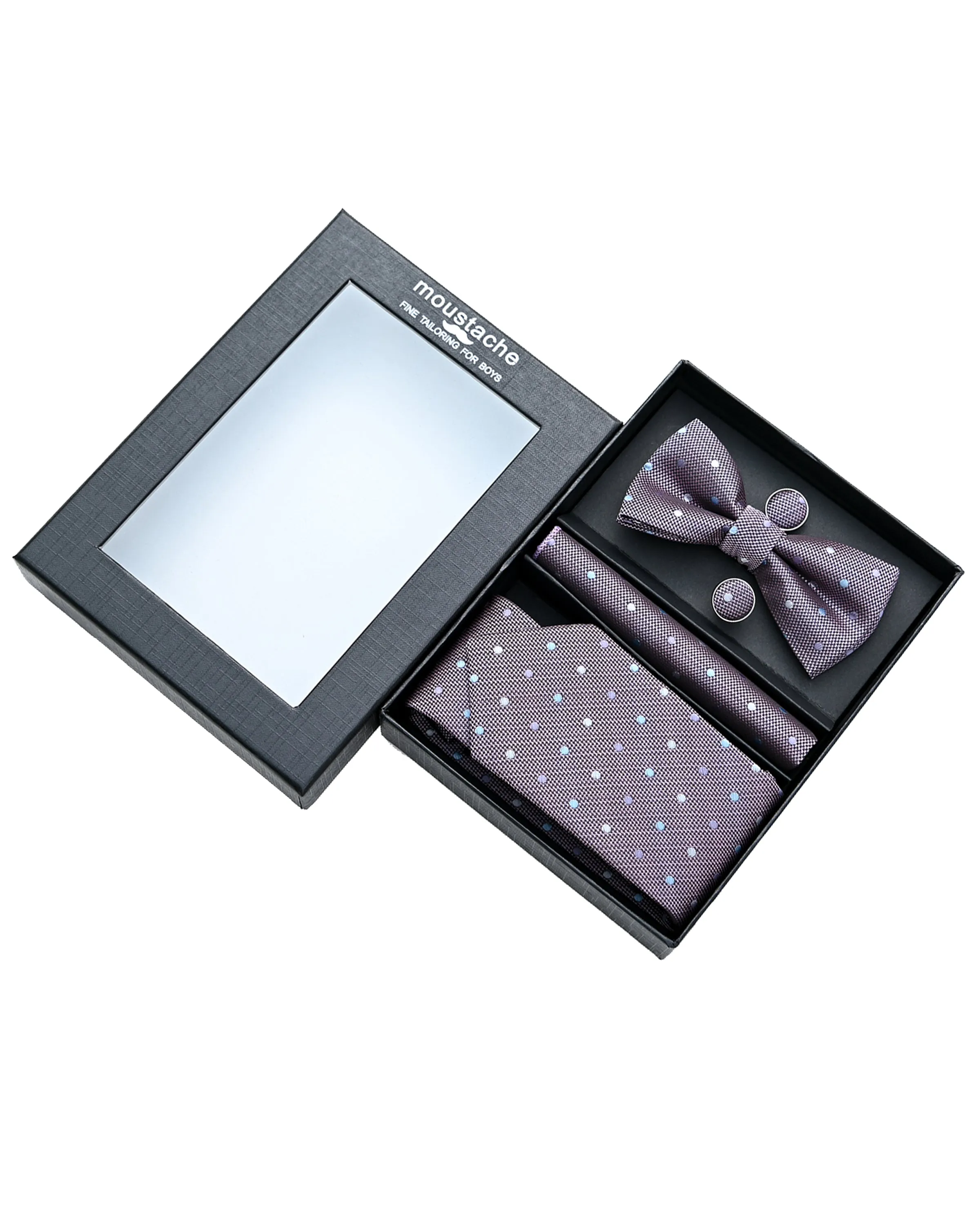 Purple Dotted Tie Set