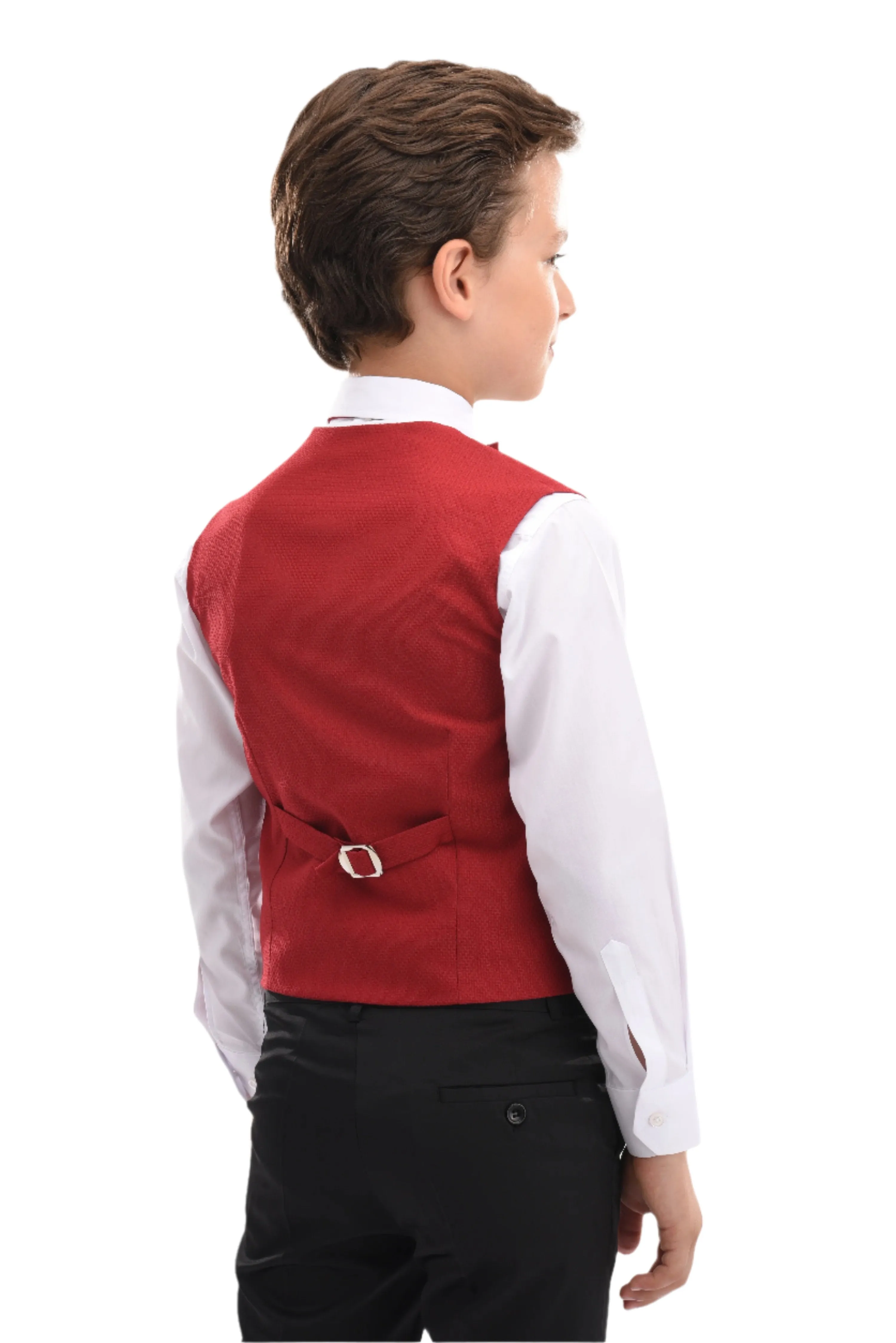 Red Solid Vest & Bowtie
