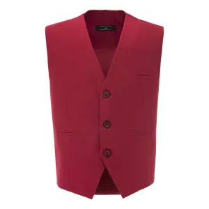 Red Solid Vest & Bowtie