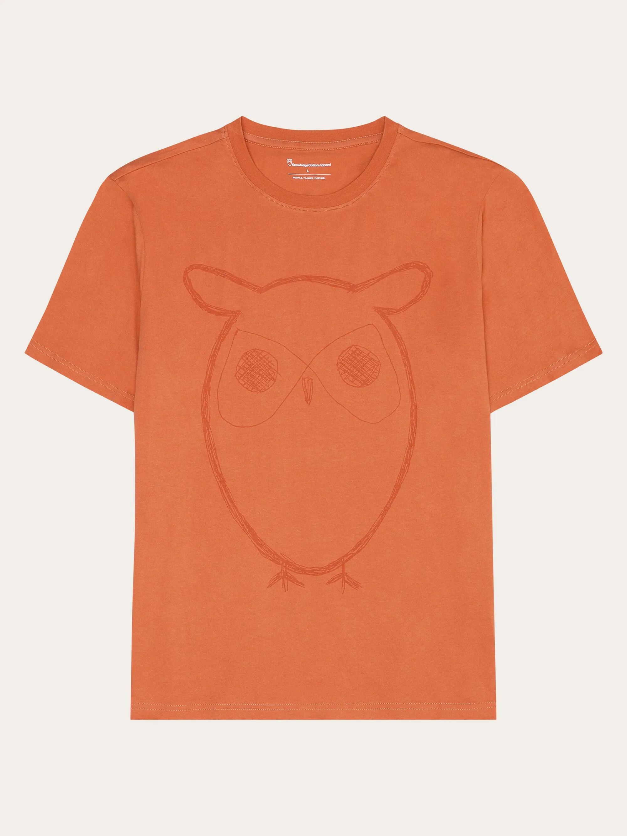 Regular big owl front print t-shirt - GOTS - Langoustino Knowledge Cotton