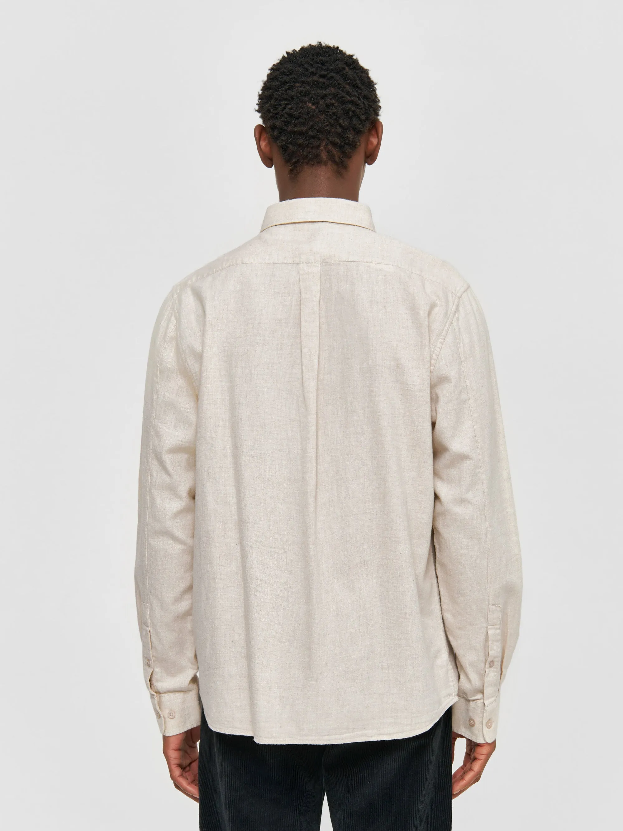 Regular fit melang flannel shirt - Greige Knowledge Cotton