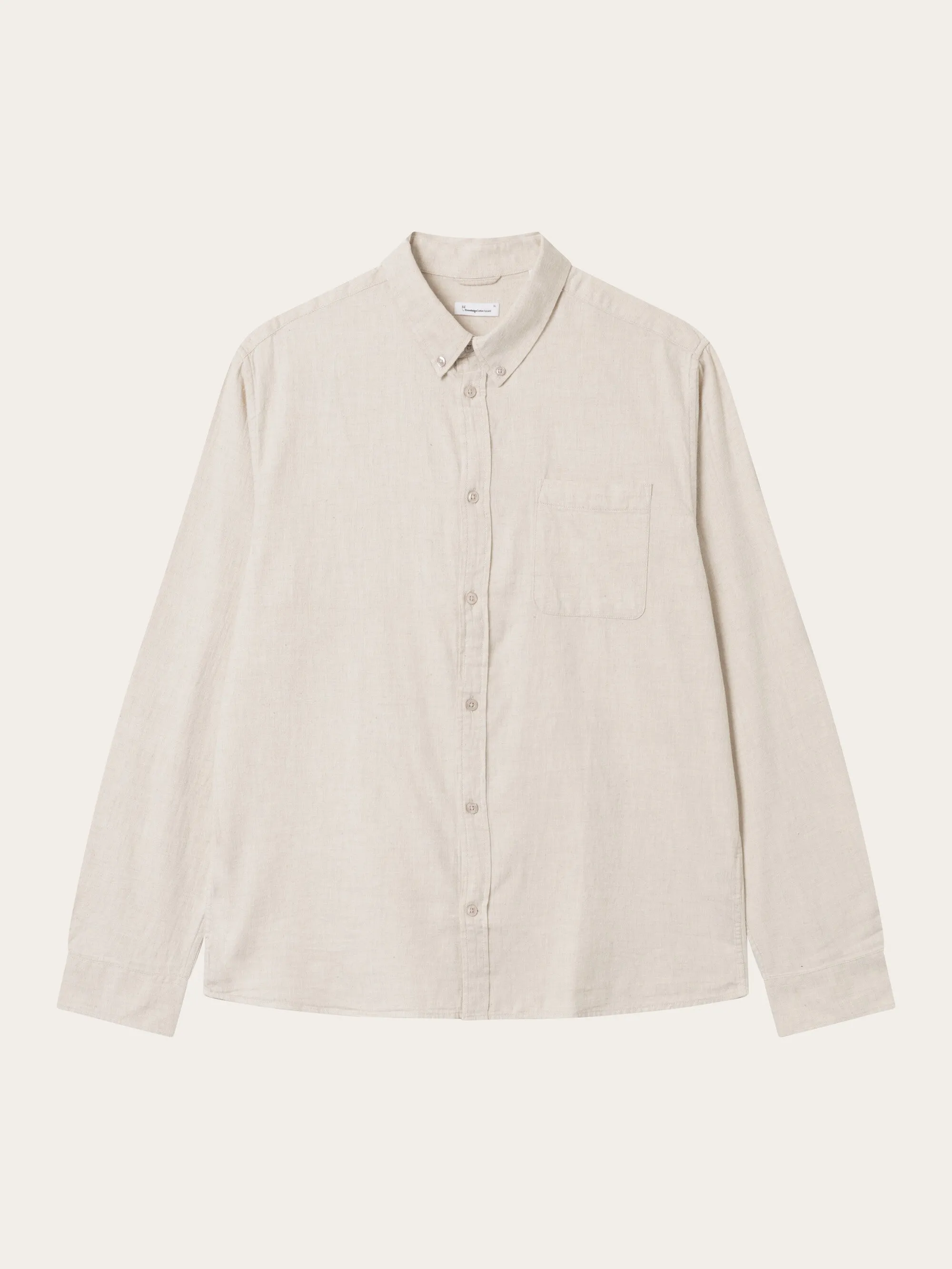 Regular fit melang flannel shirt - Greige Knowledge Cotton