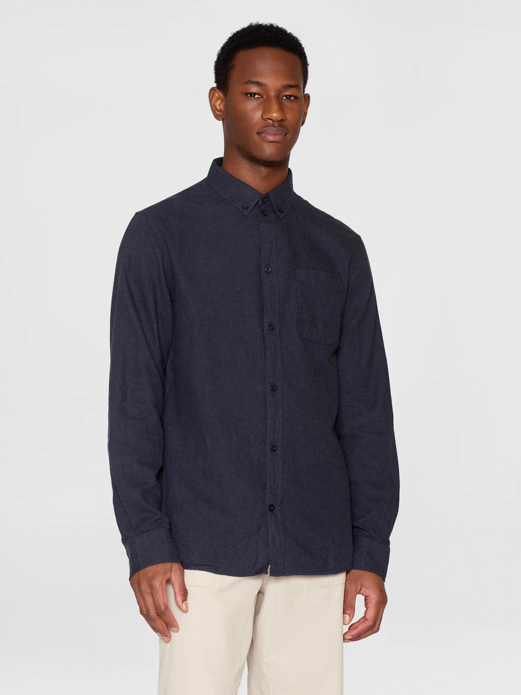 Regular fit melang flannel shirt - Total Eclipse Knowledge Cotton