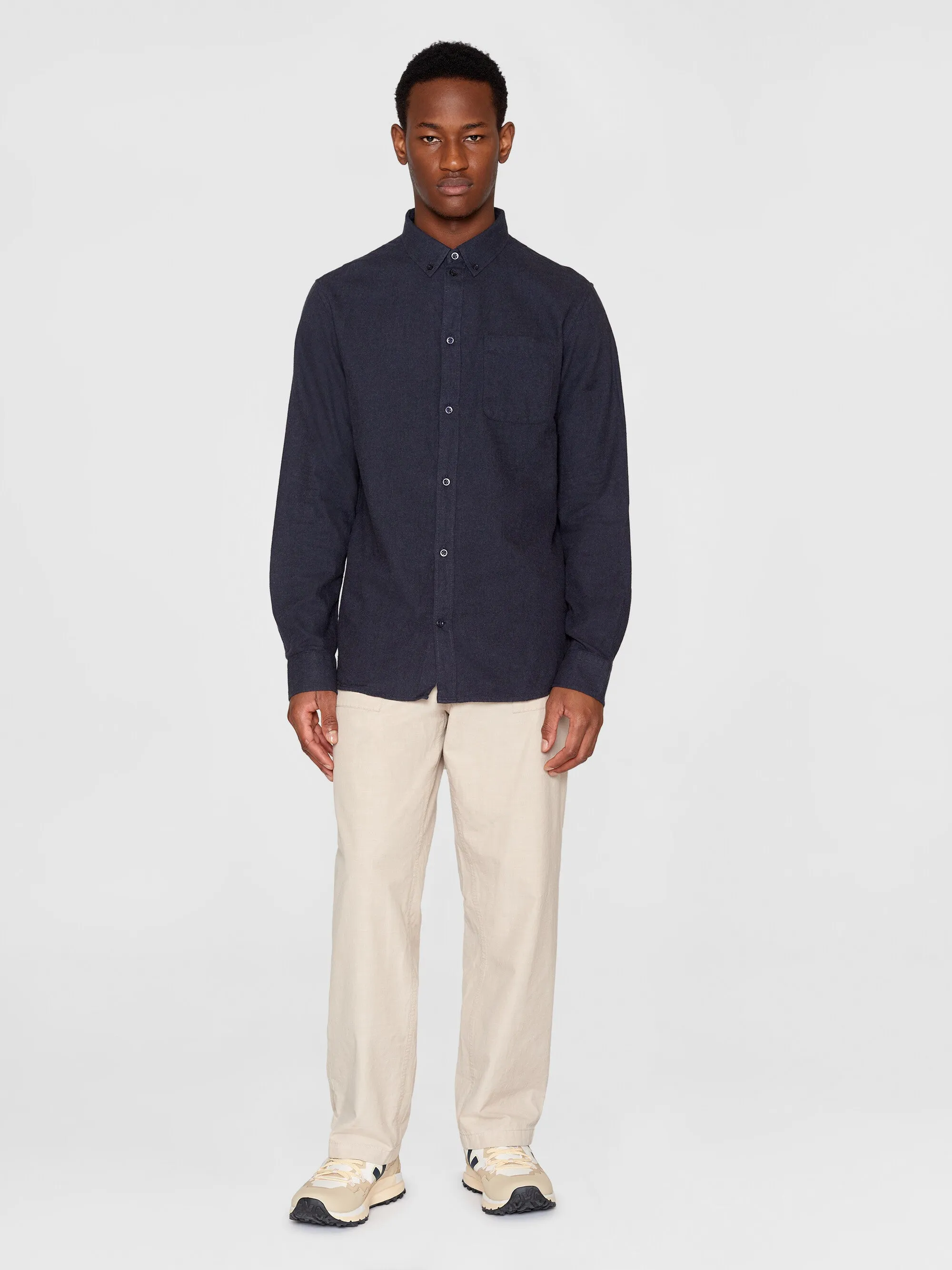 Regular fit melang flannel shirt - Total Eclipse Knowledge Cotton
