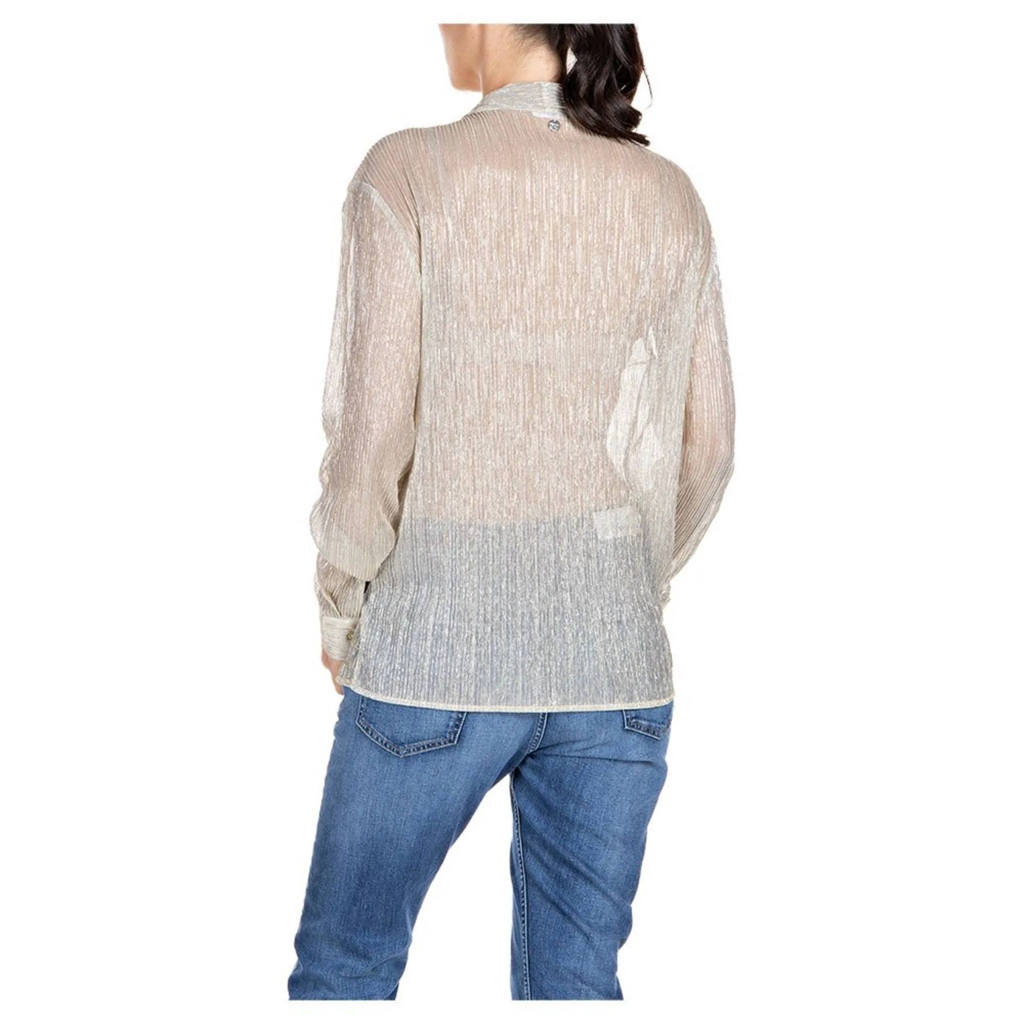 Replay Women's Shirt in Tulle With Lurex Platinum