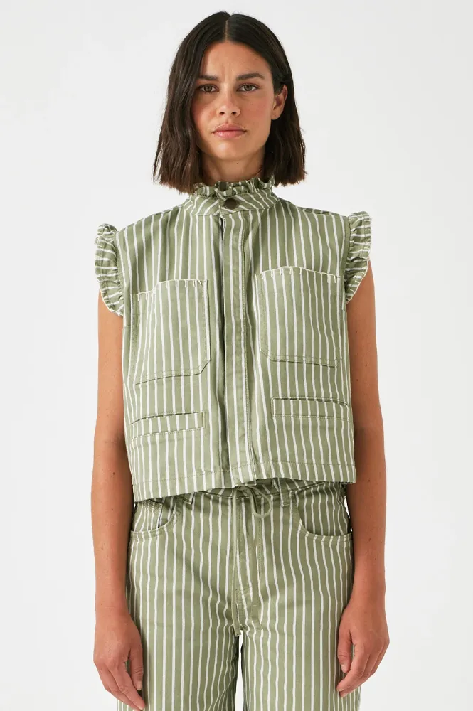 Seventy   Mochi Pablo Vintage Moss Stripe Waistcoat