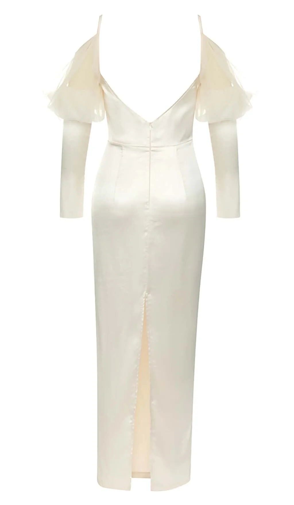 SILK COLD SHOULDER MIDI DRESS IN APRICOT Gloria Lanvin