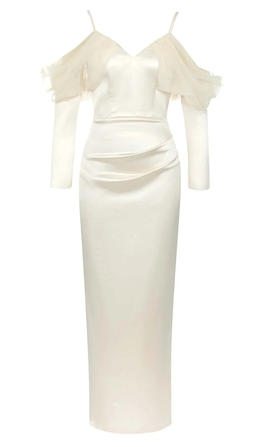 SILK COLD SHOULDER MIDI DRESS IN APRICOT Gloria Lanvin