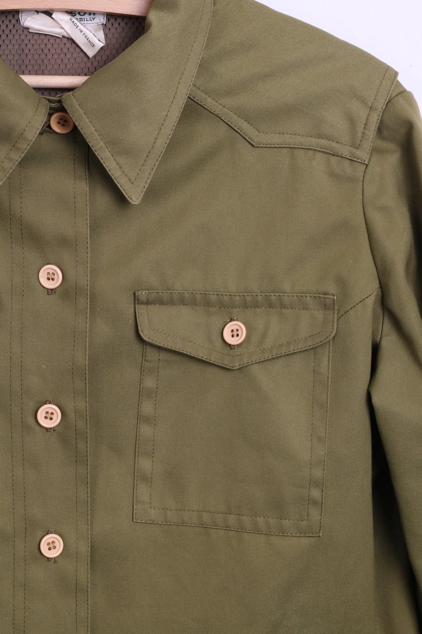 Simpson Womens 48 XL Casual Shirt Khaki Military Army France Pockets Top
