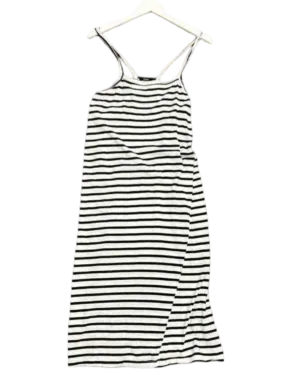 Size S | Bassike Black and White Stripe Organic Cotton Tank Dress