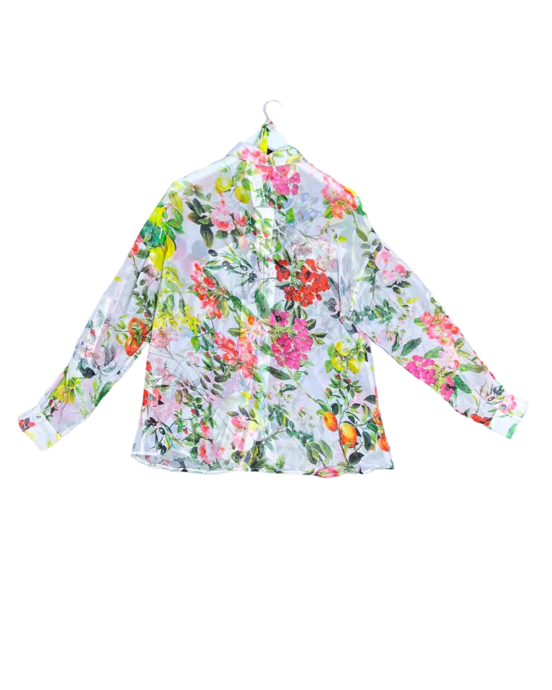 Size S | Rococo Sand White and Multicoloured Sheer Floral Top