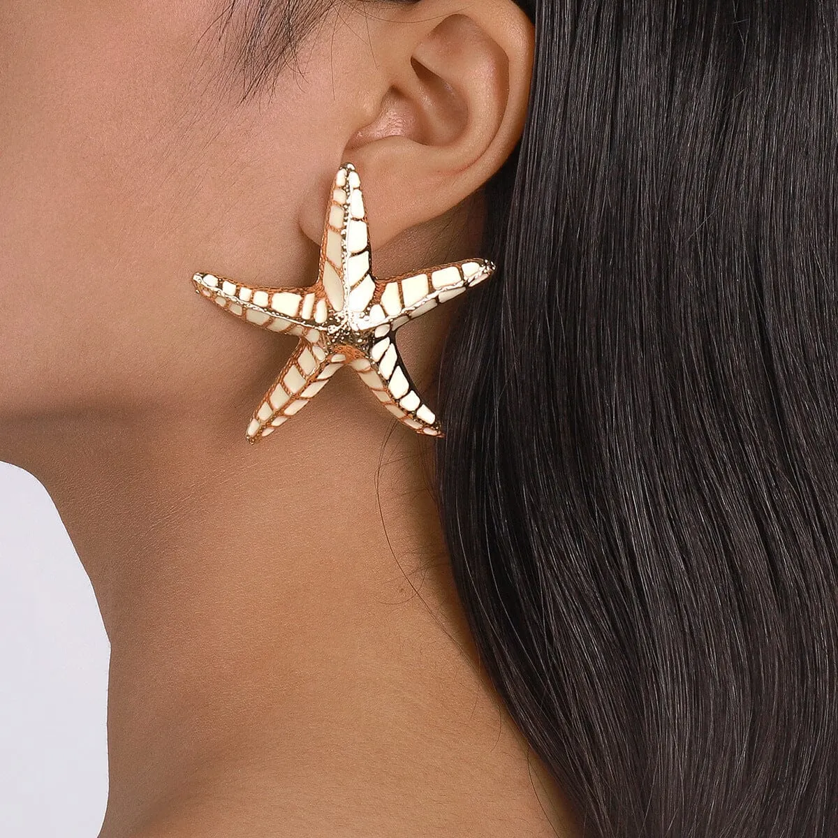 STARFISH EARRINGS IN BEIGE Gloria Lanvin