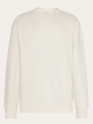 Straight fit sweat with embroidery at chest - Egret Knowledge Cotton