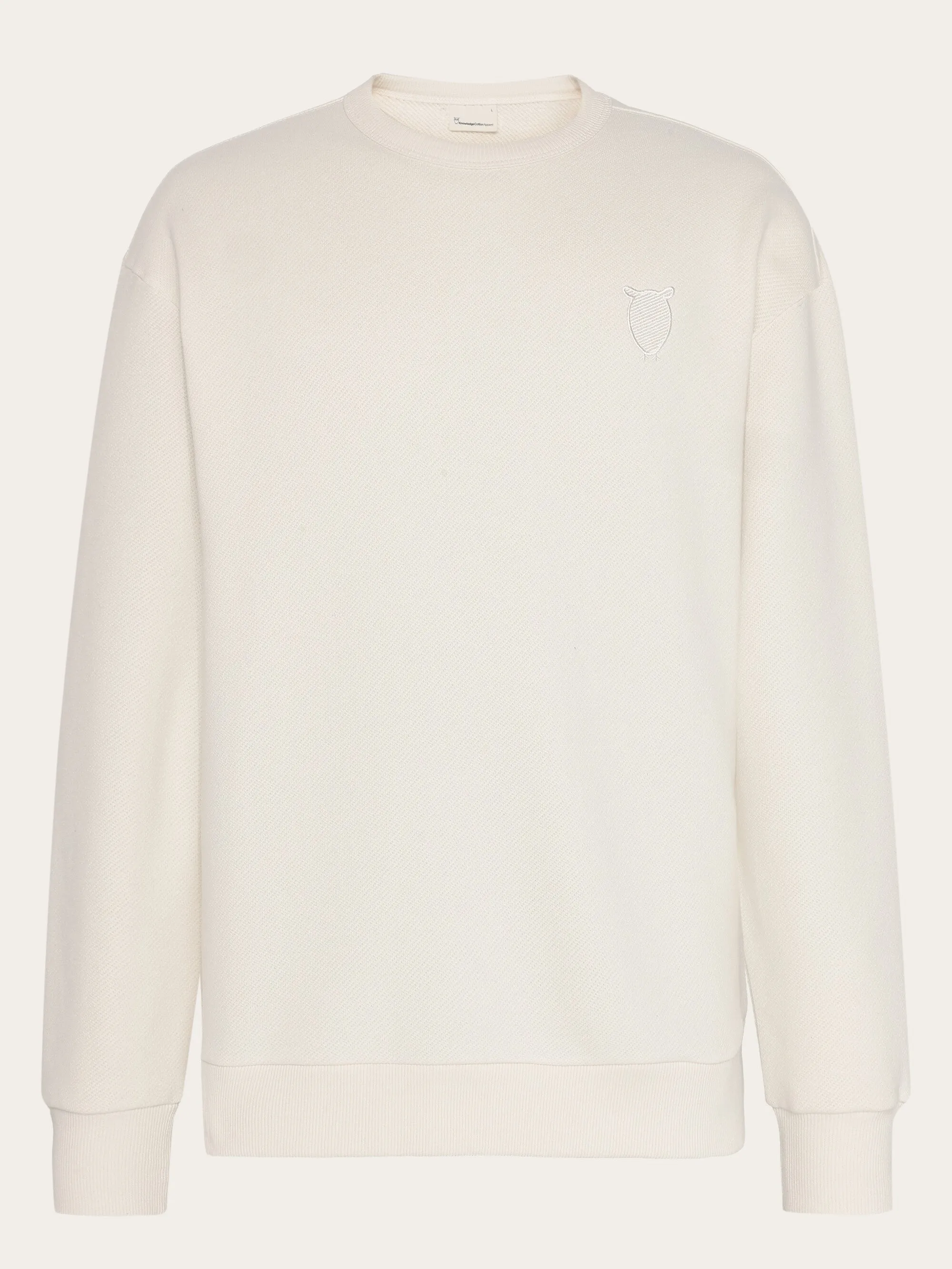 Straight fit sweat with embroidery at chest - Egret Knowledge Cotton