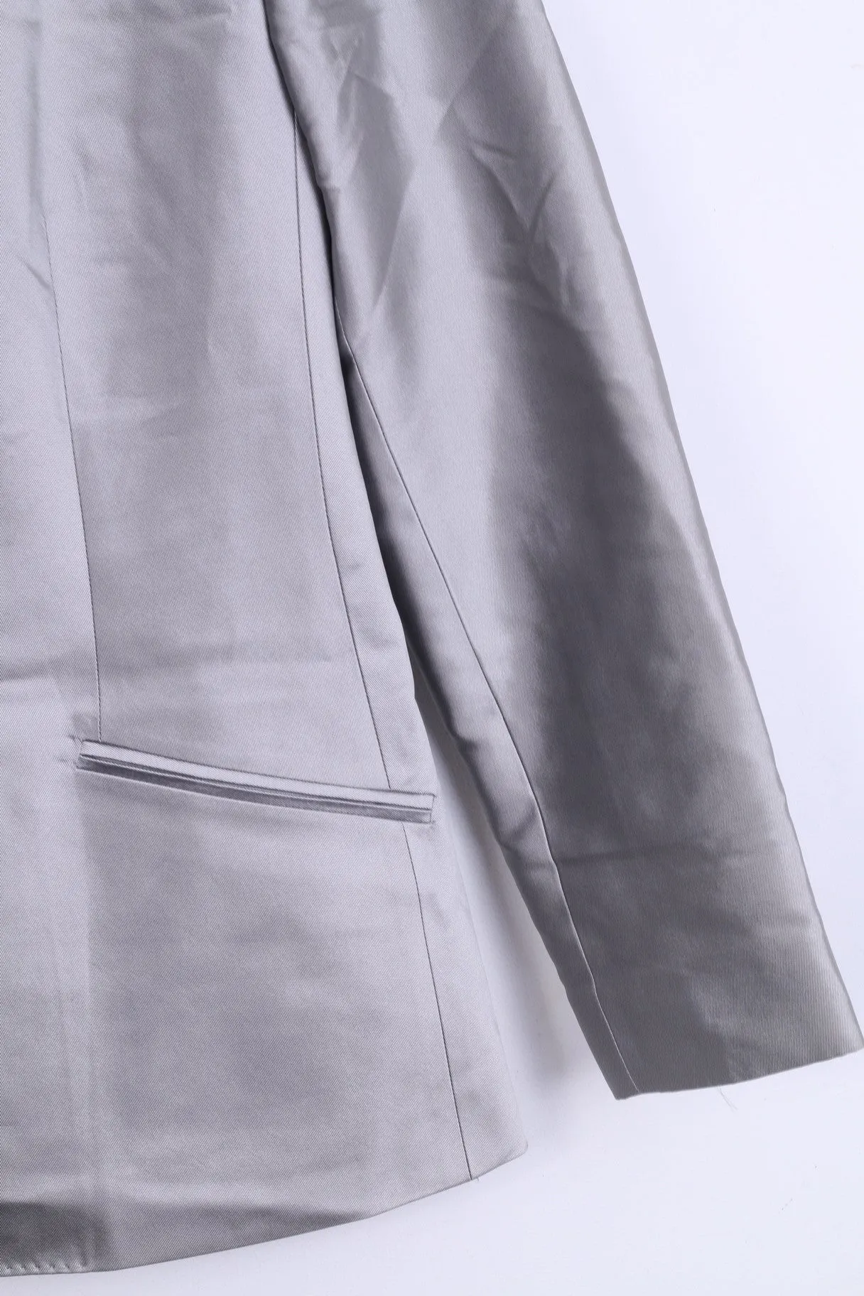 Strenesse GABRIELE STREHLE Womens 14 XL Blazer Single Breasted Silk Silver Jacket
