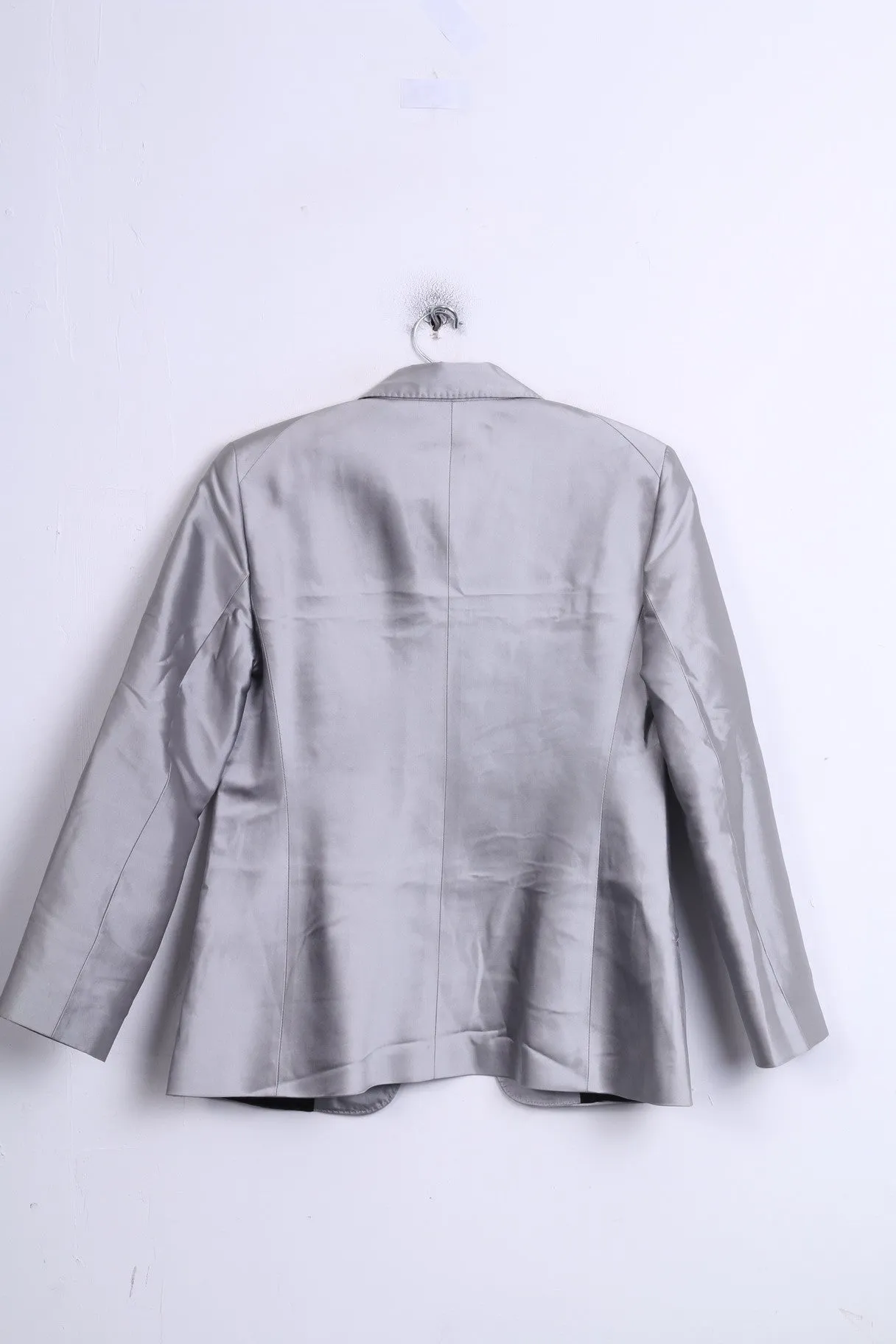 Strenesse GABRIELE STREHLE Womens 14 XL Blazer Single Breasted Silk Silver Jacket