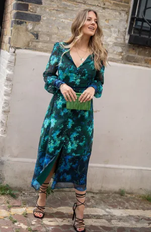 The Babette Contrast Print Button Front Midi Dress