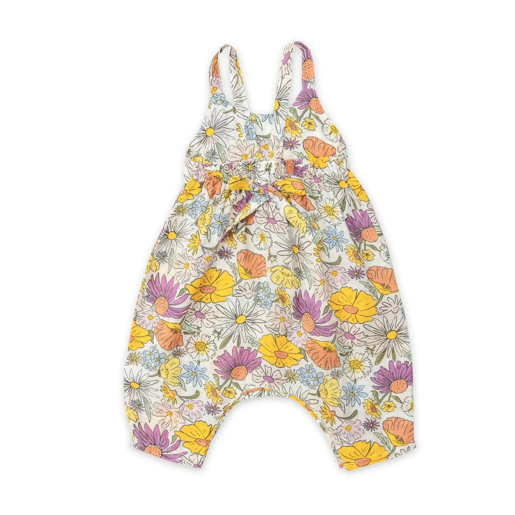 Tie Back Romper Pink - Wildflowers | Angel Dear