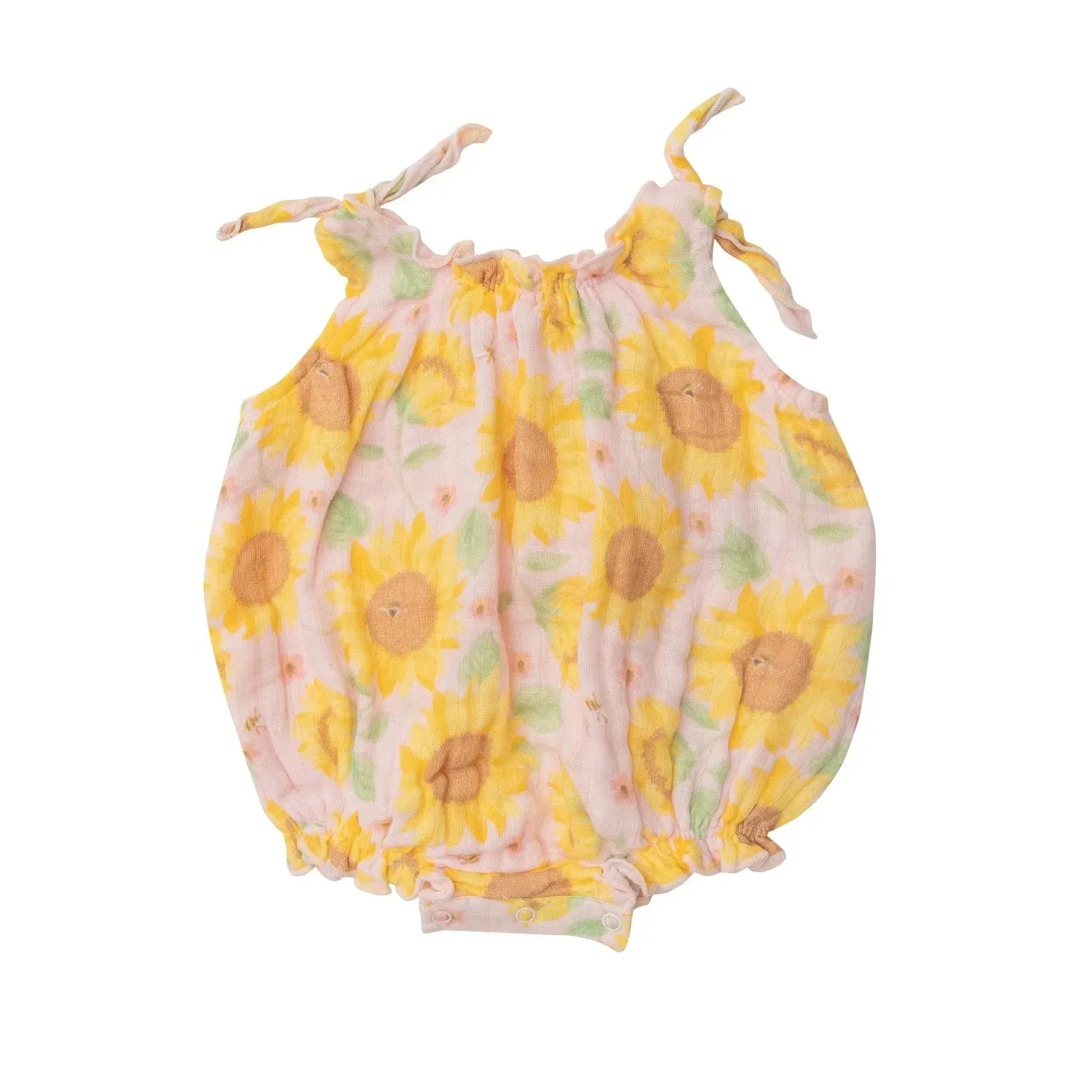 Tie Shoulder Sunsuit - Sunflowers Pink | Angel Dear