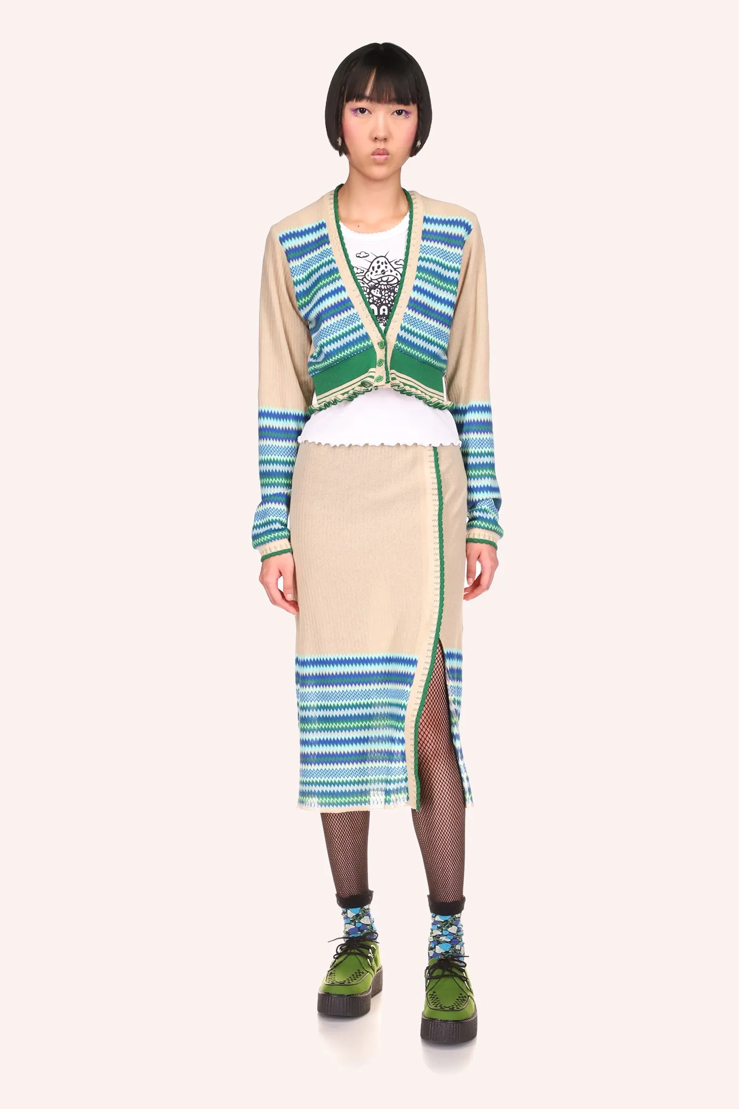 Tonal Zigzag Skirt Annasui