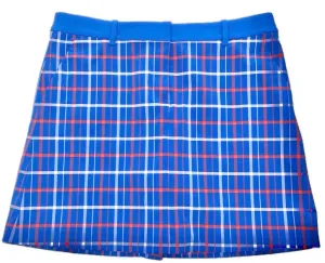 Tory Sport Blue, White & Orange Plaid Golf Skort Size L MSP$178