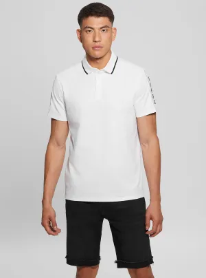 White Paul Pique Tape Polo T-Shirt Guess