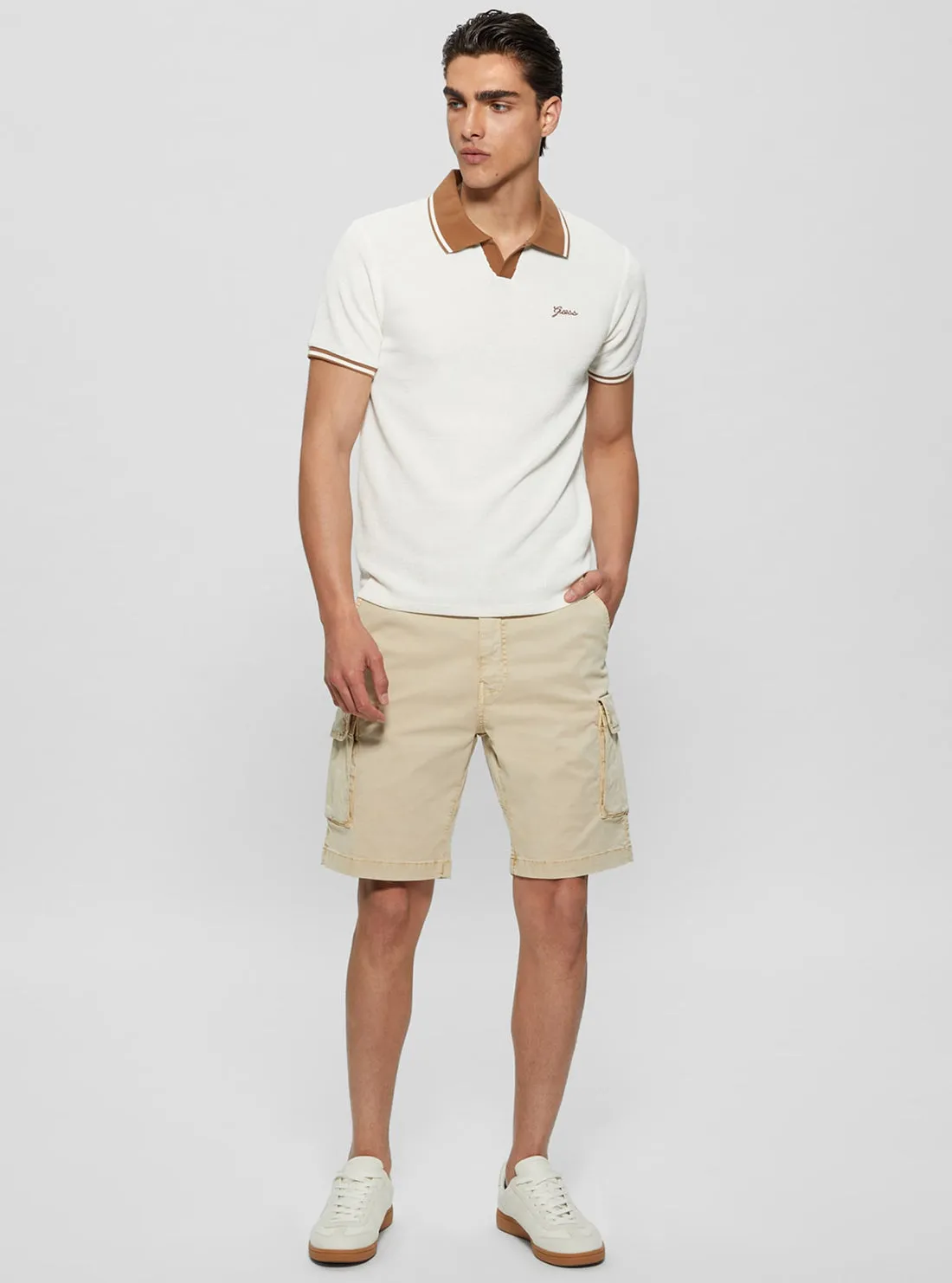 White Weston Knit Polo T-Shirt Guess