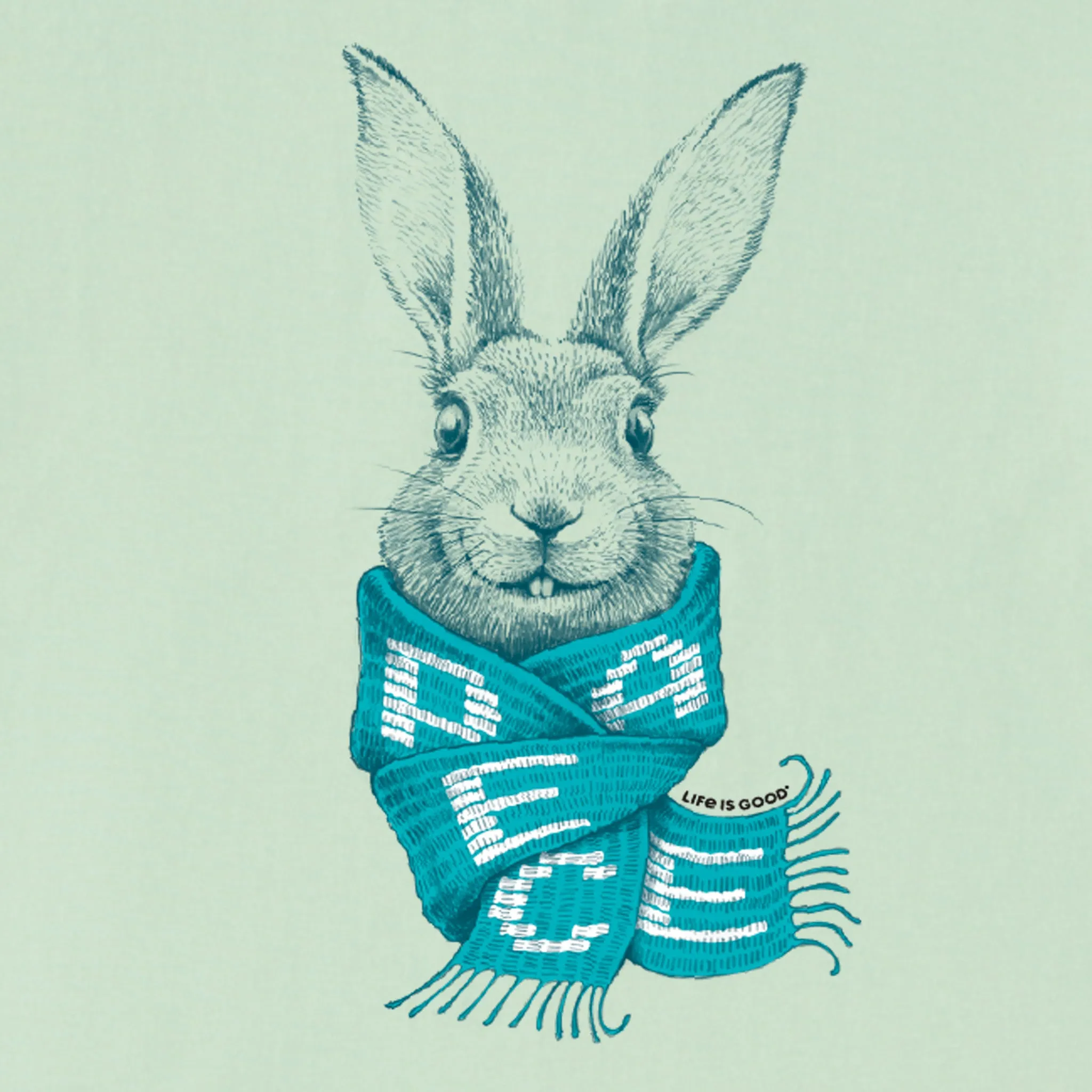 Women's Bunny Peace Scarf Short Sleeve Vee Life is Good