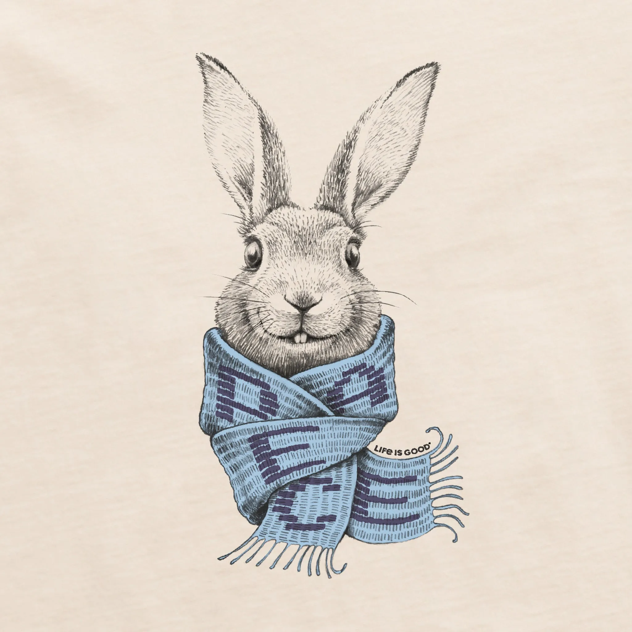 Women's Bunny Peace Scarf Short Sleeve Vee Life is Good