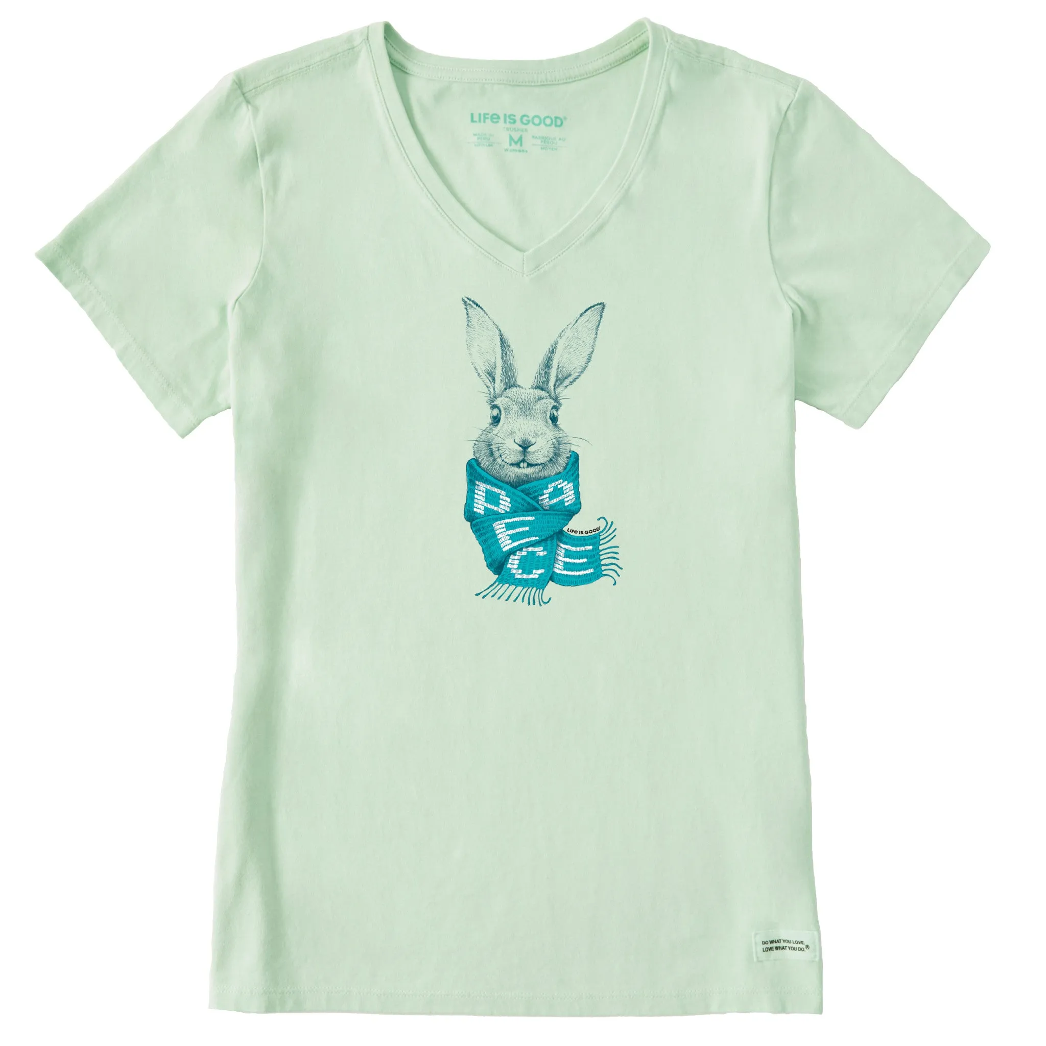 Women's Bunny Peace Scarf Short Sleeve Vee Life is Good