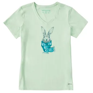 Women's Bunny Peace Scarf Short Sleeve Vee Life is Good