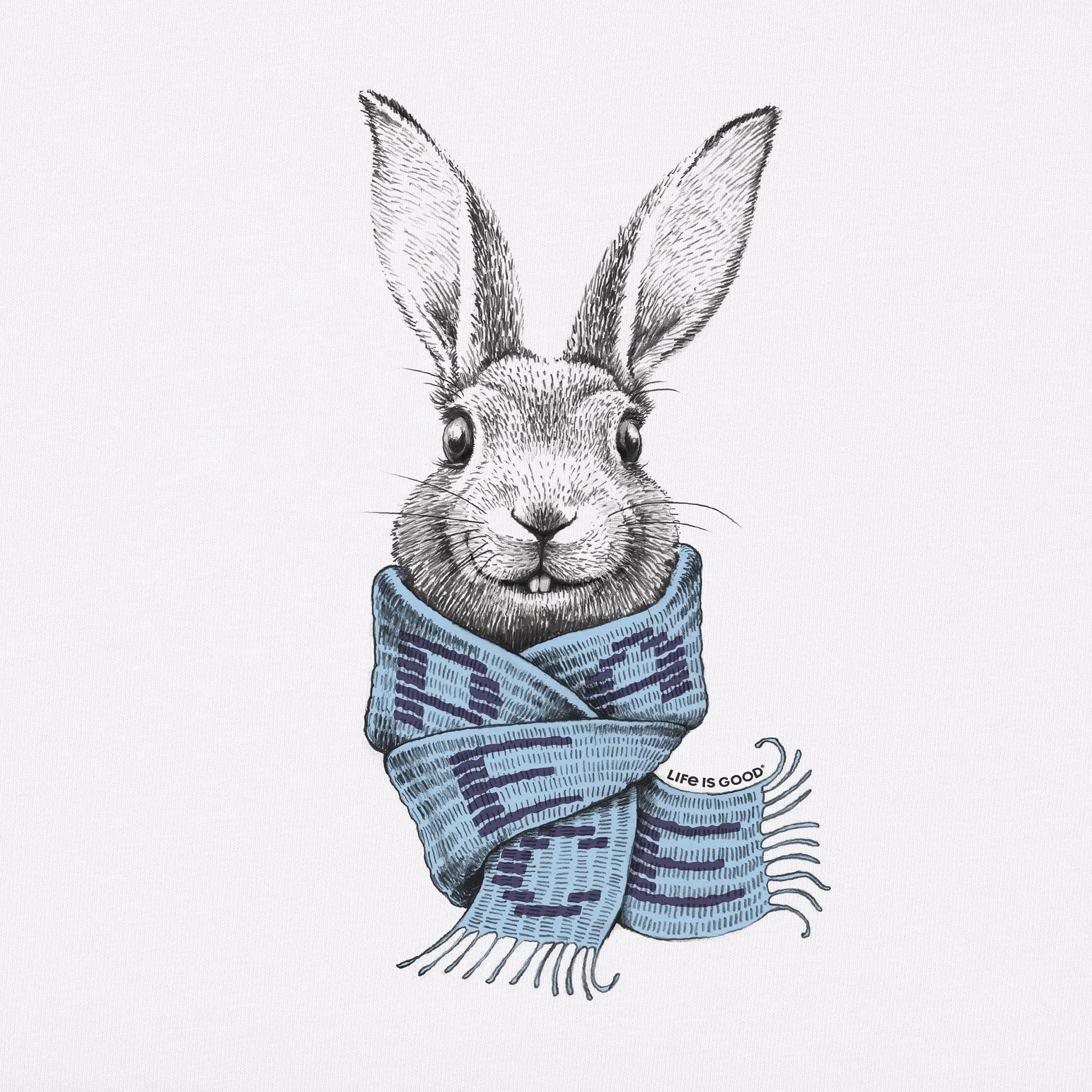 Women's Bunny Peace Scarf Short Sleeve Vee Life is Good