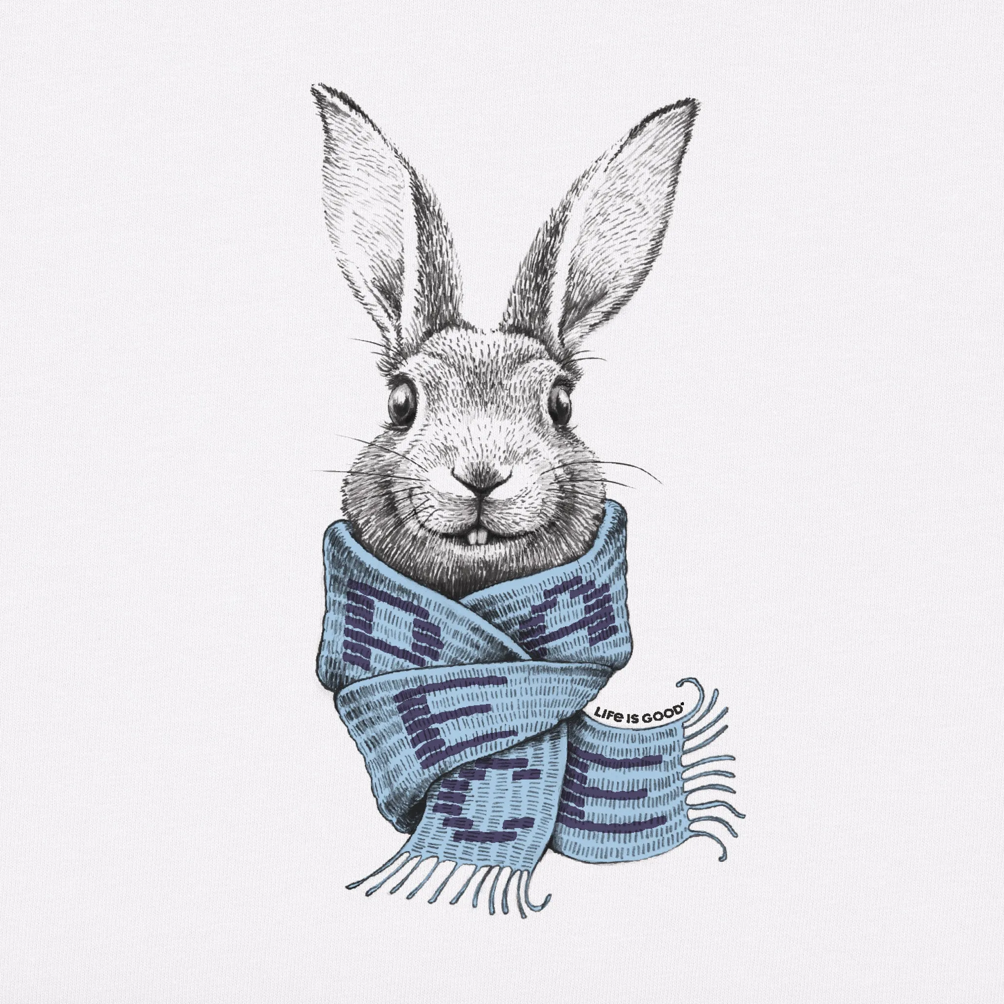 Women's Bunny Peace Scarf Short Sleeve Vee Life is Good