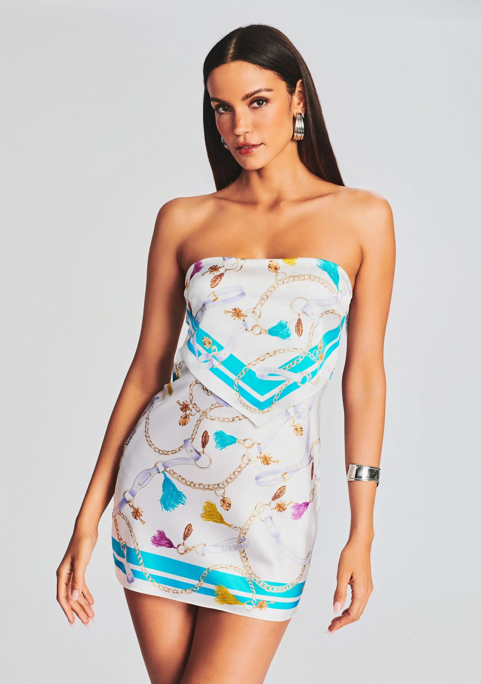 Wonda Strapless Silk Scarf Dress