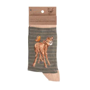 Wrendale Flutterly Fabulous Cow Socks